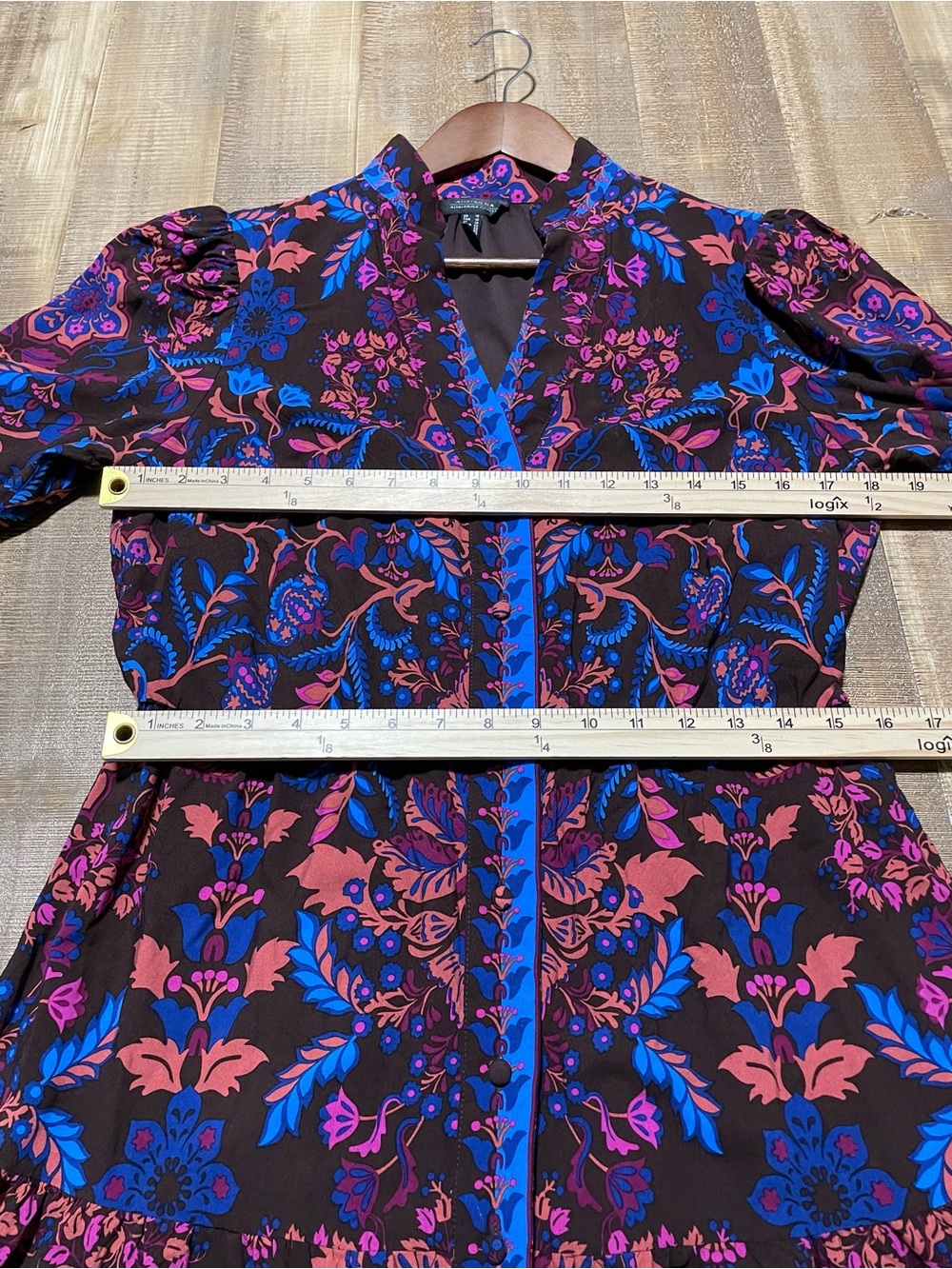 Adrianna Papell Brown Mini Dress with Pink & Blue Floral Print - Picture 7 of 8